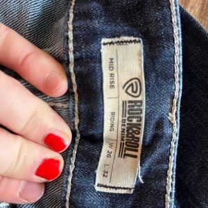 Rock & Roll Denim Women's Mid Rise Riding Jeans - Dark Blue